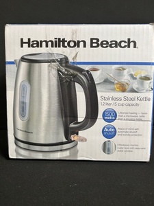 lot 120 image: Hamilton Beach 40852 Stainless Steel Kettle - 1.2L  5-Cup - 1500W Auto Shutoff