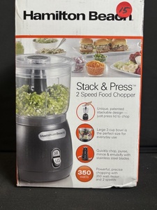 lot 125 image: Hamilton Beach Stack & Press 2-Speed Food Chopper - 350W, 3-Cup Bowl