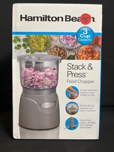 lot 153 image: Hamilton Beach Stack & Press Food Chopper - 3-Cup Capacity