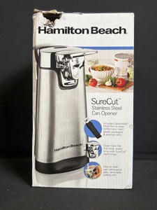 lot 167 image: Hamilton Beach SureCut Stainless Steel Can Opener with OpenMate