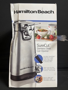 lot 170 image: Hamilton Beach SureCut Stainless Steel Can Opener 76778F