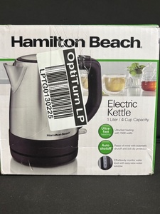 lot 182 image: Hamilton Beach Electric Kettle - 1 L  4 Cup Capacity