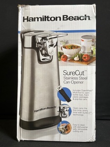 lot 187 image: Hamilton Beach SureCut Stainless Steel Can Opener - OpenMate Multi-Tool Included, Manual