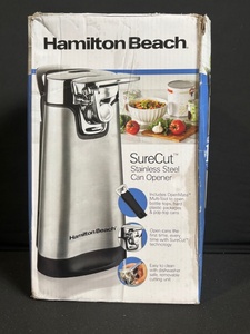 lot 206 image: Hamilton Beach SureCut Stainless Steel Can Opener - OpenMate Included