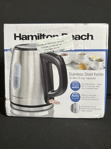 lot 235 image: Hamilton Beach 40852 Stainless Steel Electric Kettle - 1.2L  5-Cup, 1500W