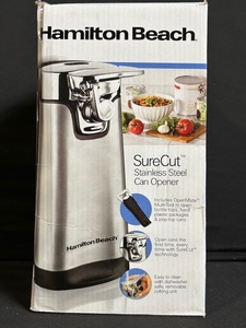 lot 240 image: Hamilton Beach SureCut 76778JFG Stainless Steel Can Opener