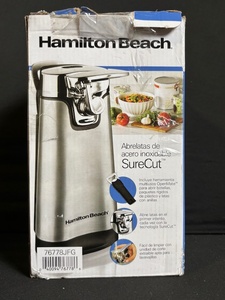 lot 258 image: Hamilton Beach SureCut Stainless Steel Can Opener with OpenMate