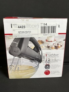 lot 281 image: Hamilton Beach Hand Mixer 62690FG - 6-Speed With Snap-On Case