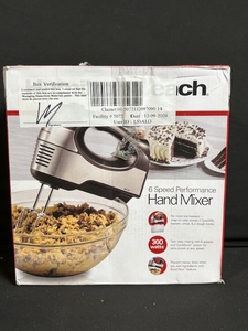 lot 287 image: Hamilton Beach Hand Mixer - 6-Speed, 300W, Stainless Steel Beaters (Model 62646FG)