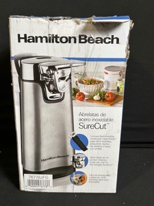 lot 291 image: Hamilton Beach SureCut Stainless Steel Can Opener - OpenMate Multi-Tool - Model 76778JFG