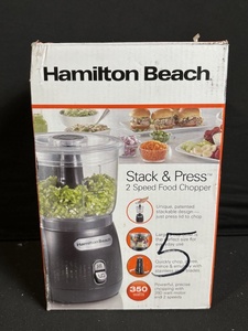 lot 294 image: Hamilton Beach Stack & Press 2-Speed Food Chopper - 350-Watt Motor, Dishwasher-Safe Bowl