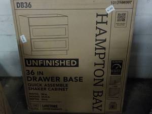 lot 17 image: Hampton Bay Unfinished 36 Drawer B...