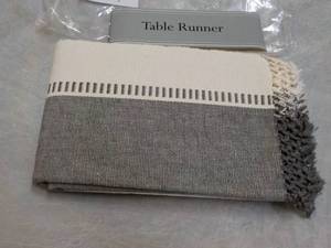 lot 72 image: GrayCream Dobby Stripe Ribbed Tabl...