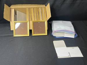 lot 4 image: Lot of Gold 4x4 Picture Frames with Envelopes and Card Inserts