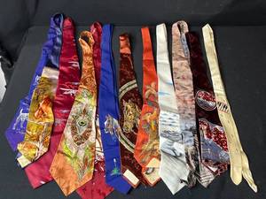 lot 59 image: Set of Vintage Patterned Neckties Animal and Nature Themes