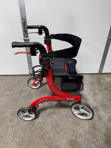 lot 77 image: Drive Medical Nitro Red Rollator Walker with Seat and Storage