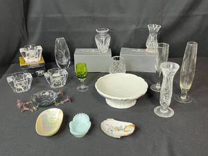 lot 118 image: Collection of Waterford and Orrefors Crystal Vases, Candle Holders, and Decorative Glassware