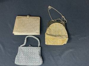 lot 128 image: Set of Vintage Evening Bags and Clutch Purses Metallic Gold and Silver