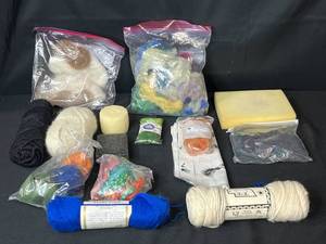 lot 136 image: Collection of Wool Roving, Felting Supplies, and Yarn Assortment