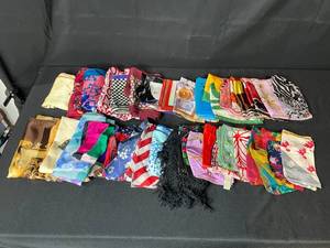 lot 137 image: Large Collection of Vintage and Modern Womens Scarves Assorted Prints