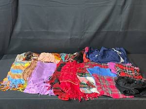 lot 145 image: Collection of Womens Scarves Assorted Colors and Patterns