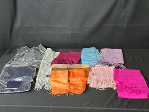 lot 148 image: Set of Assorted Scarves and Shawls in Various Colors and Patterns