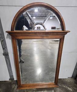 Wood Framed Arch Top Wall Mirror, 50 x 31 Inches