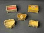 Set of 5 Vintage Ornate Brass and Glass Jewelry Trinket Boxes