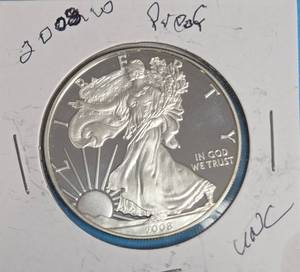 2008 W - American Silver Eagle - Proof Mint - 1 Oz. Fine Silver  (535,000 Minted)