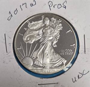 lot 12 image: 2017 W - American Silver Eagle - Proof Mint - 1 Oz. Fine Silver  (440.596 Minted)