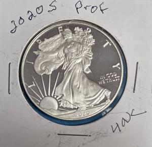 lot 15 image: 2020 W - American Silver Eagle - Proof Mint - 1 Oz. Fine Silver  (381,110 Minted)