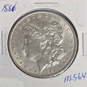 lot 28 image: 1886 - Silver Morgan - MS64 - Brilliant Luster