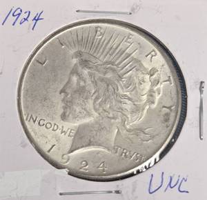 lot 33 image: 1924 - Silver Peace Dollar - Uncirculated Condition