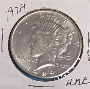lot 34 image: 1924 - Silver Peace Dollar - Uncirculated Condition