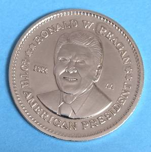 lot 53 image: 1984-AA Ronald Reagan Double Eagle Presidential Commemorative Silver Coin - Uncirculated Condition  - Layered in pure .999 Silver