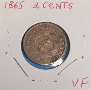 lot 54 image: 1865  2 Cents Coin - VF- Very Collectible