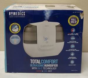 lot 24 image: Homedics   NEW  OPEN BOX Humidifier with UV-C Technology - Easy to fill & Clean 2.0 Gallon Tank (Remote)