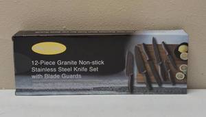 lot 42 image: McCook  12 -Piece Granite Non-Stick Stainless Knife Set with Blade Guards - New