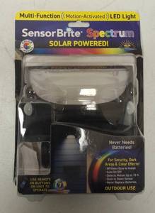 lot 45 image: Sensor Brite Spectrum  Solar Powered - Motion Activated LED Light - (With Remote) - NEW