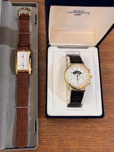 lot 15W image: Set of 2 Mens Gold-Tone Wristwatches Royal Copenhagen & Pedre