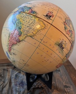 lot 207 image: Vintage Style Decorative Globe with Stand, 15 Inch Tall