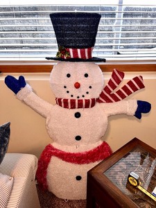lot 210 image: Large Holiday Snowman, with Lights, IndoorOutdoor Decoration 57 Inches Tall