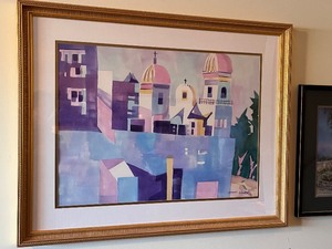 lot 195 image: Framed Dennis Luken Architectural Watercolor Artwork, 38x29 Inches
