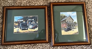 lot 200 image: Set of 2 Framed Americana Prints by Pamela C. Renfrew