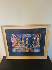 lot 273 image: Set of 3 Framed New York City Prints with Wood Frames 23x19 Inches