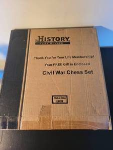 lot 280 image: Civil War Chess Set with Hand-Painted Pieces in Original Box
