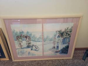 lot 281 image: Framed Floral Garden Artwork, 42 x 31 Inches