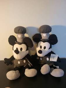 lot 292 image: Pair of Disney Steamboat Willie Mickey Mouse Plush Toys with Tags
