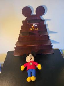 lot 298 image: Disney Mickey Mouse 75th Anniversary Collection with Plush, Pins, Watches, Tag and Display Stand