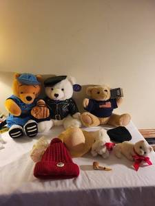 lot 357 image: Plush Toy Collection Including Hard Rock Biker Bear, Pooh, Ralph Lauren Bear, and Accessories